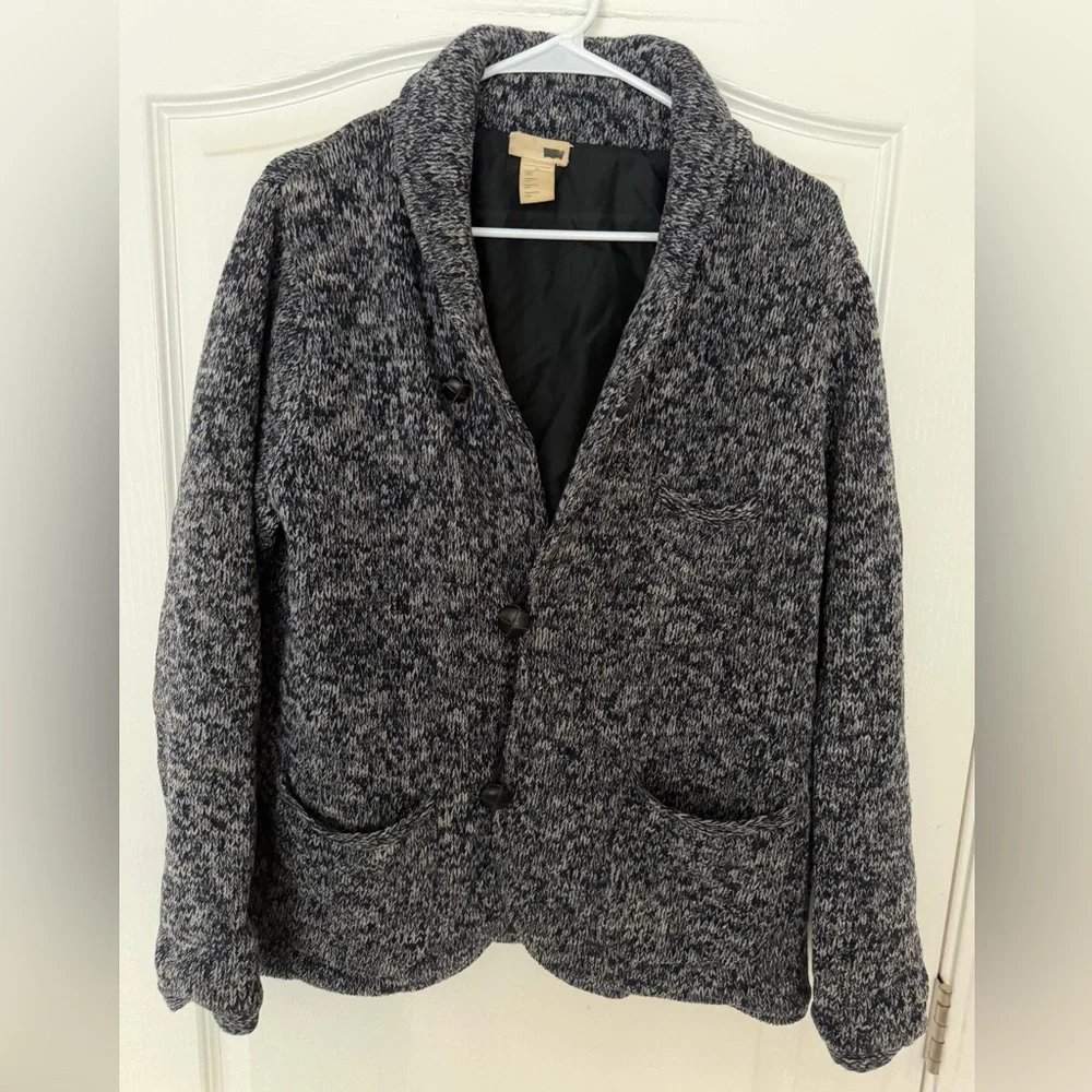 Vintage Y2K Levi’s Marled Navy Blue Knit Cardigan Jacket Grandpa Chic Cozy, L